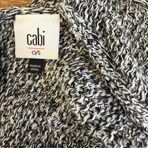 Cabi Shawl 3361 Women's One Size OS Pepper Black White Fringe  Cape Sweater - Picture 5 of 7